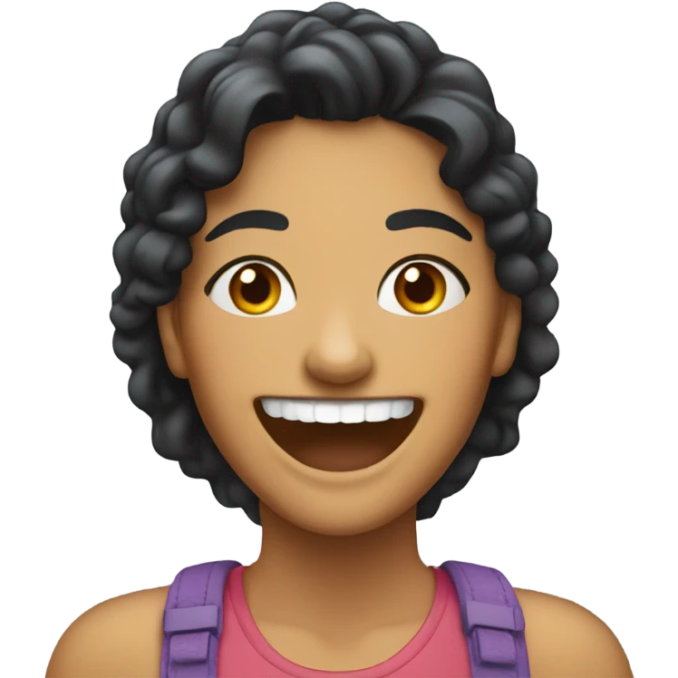 Latina with braces and a big wide grin  emoji