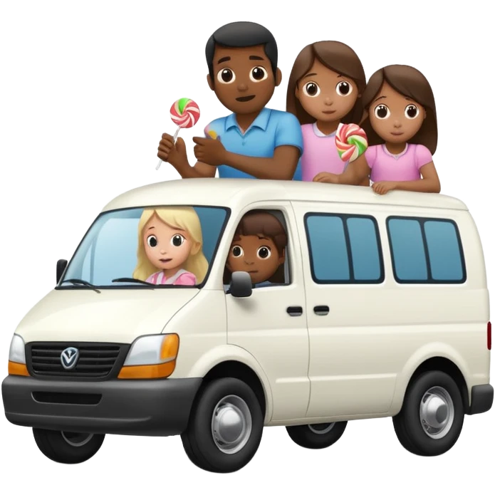 A black man forcing 3 little girls into a white van with candy emoji