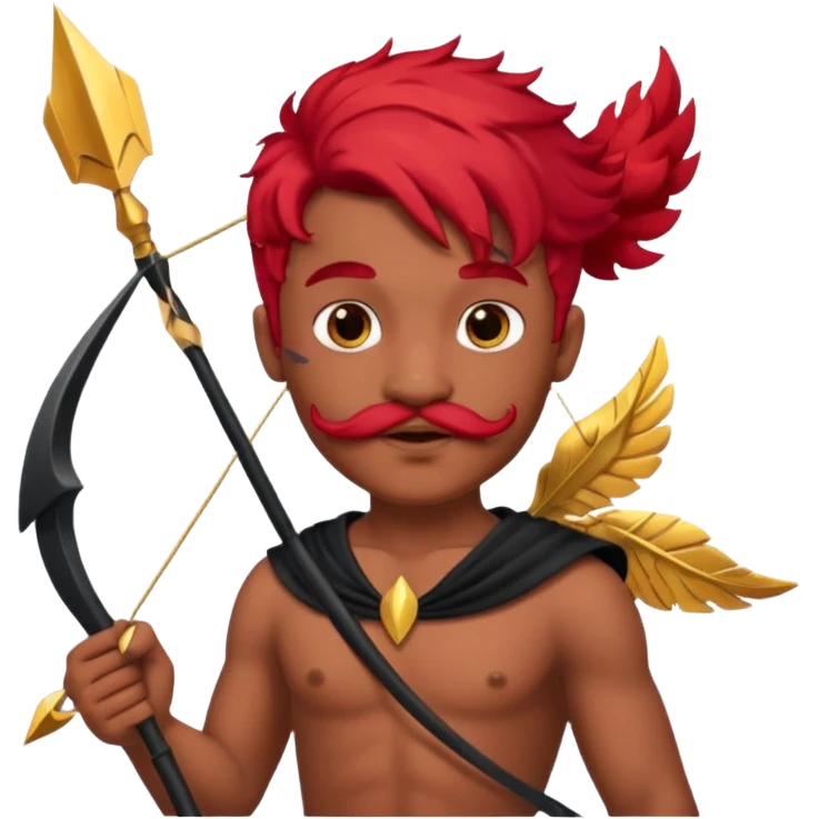 Black cupid with red hair and mustache emoji