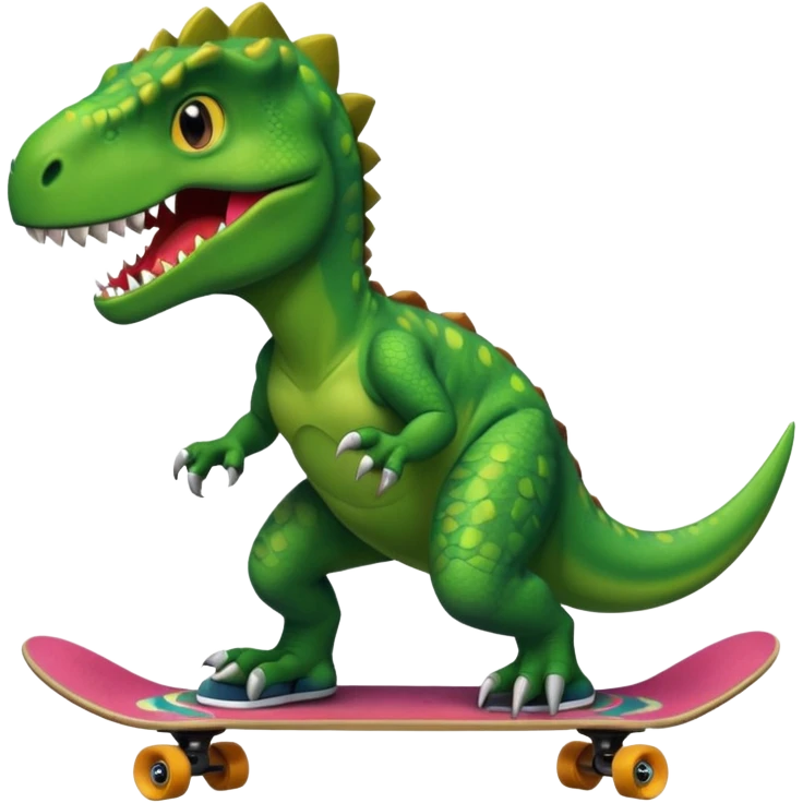 Dinosaur on a skateboard emoji