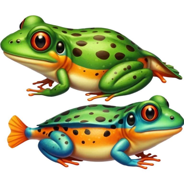 Frog and piranha  emoji