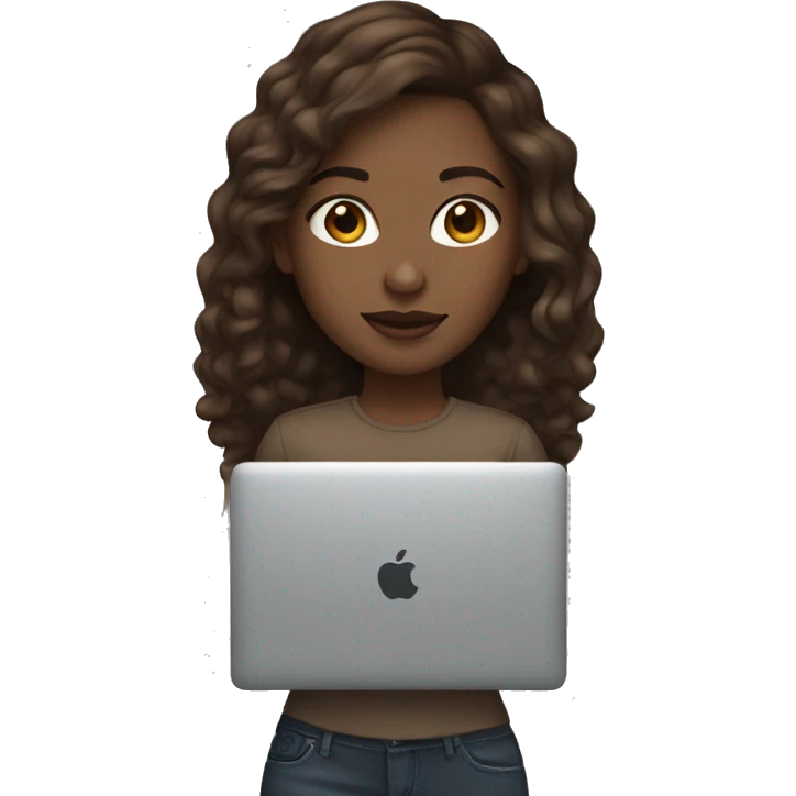 It girl with macbook and brown hair light skin emoji
