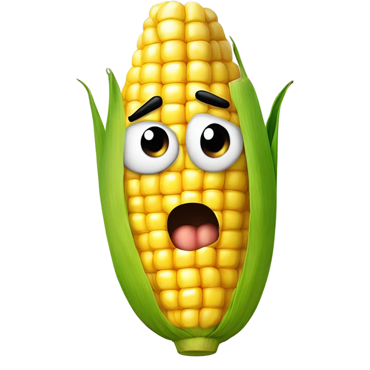 Corn with a sad face emoji