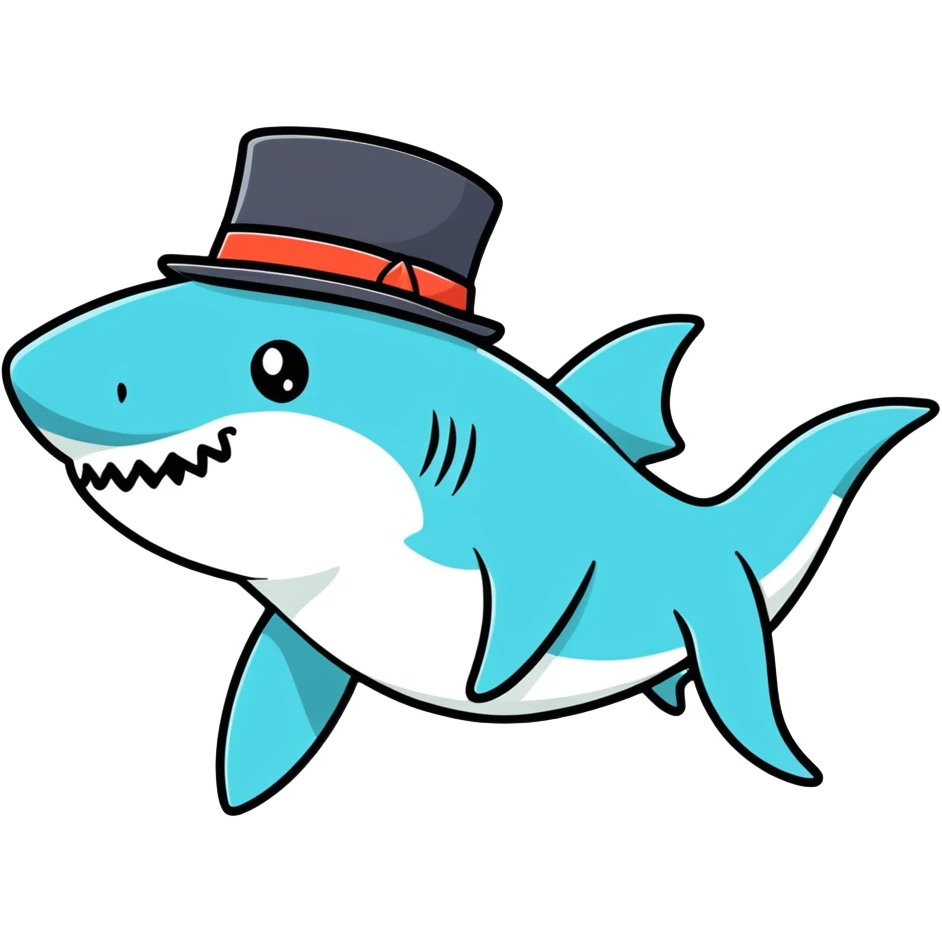 Shark with a top hat emoji