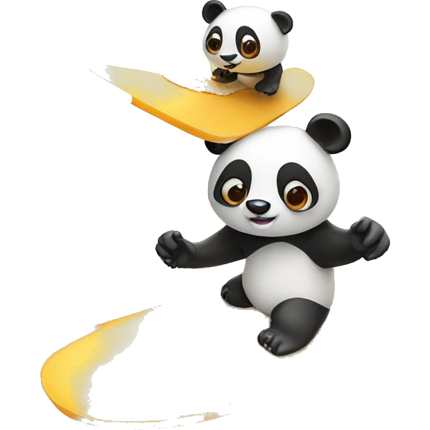Panda surfing on desert made out of cheese cake  emoji