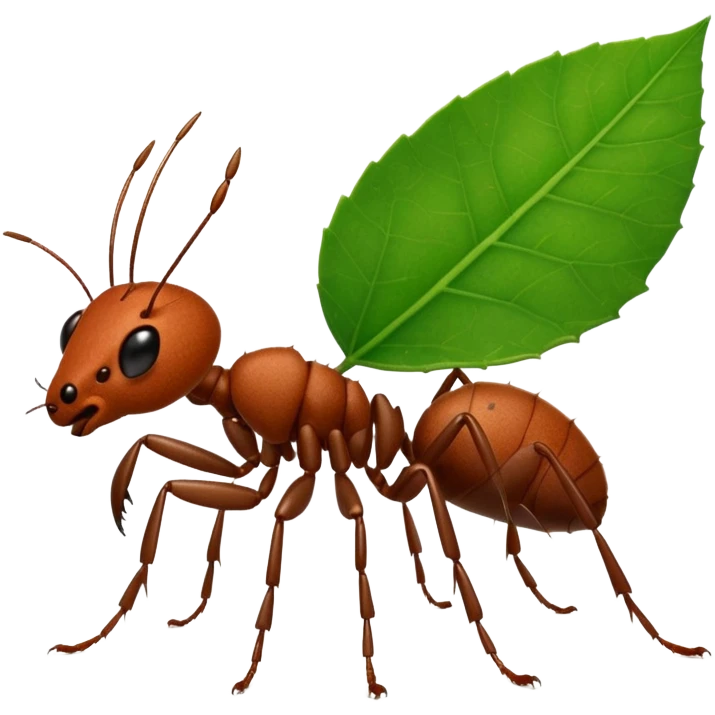 leaf cutter ant carrying a green leaf emoji