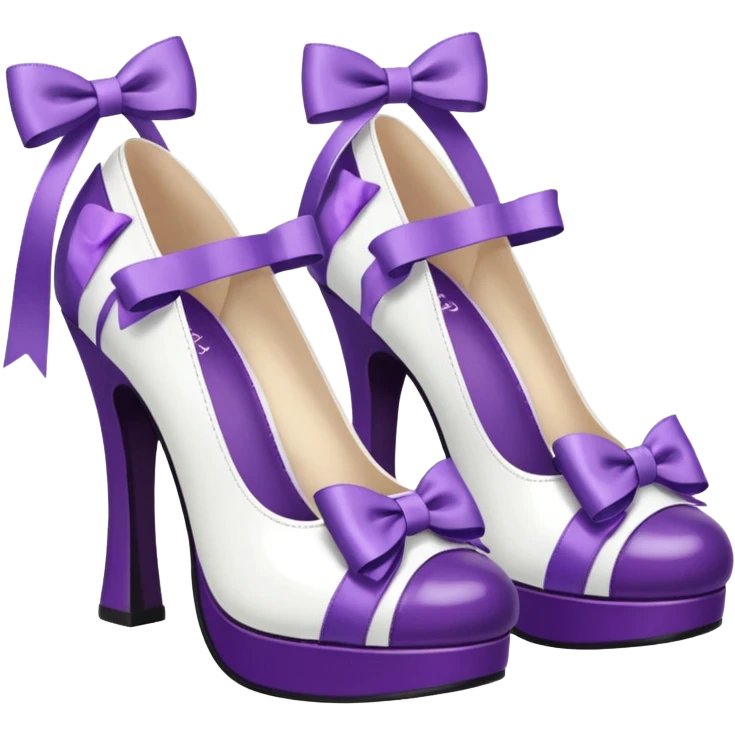 Lolita shoes, white and purple emoji