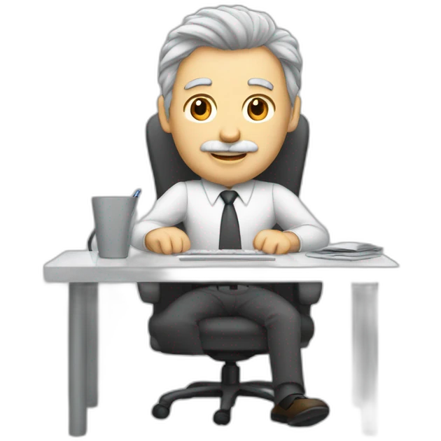 Gray hairy White man working in the office emoji