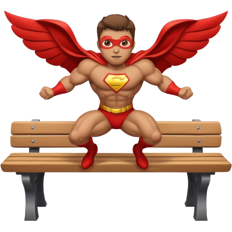 superhero flying above a bench emoji