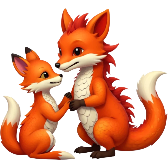 Furry dragon suck furry fox emoji