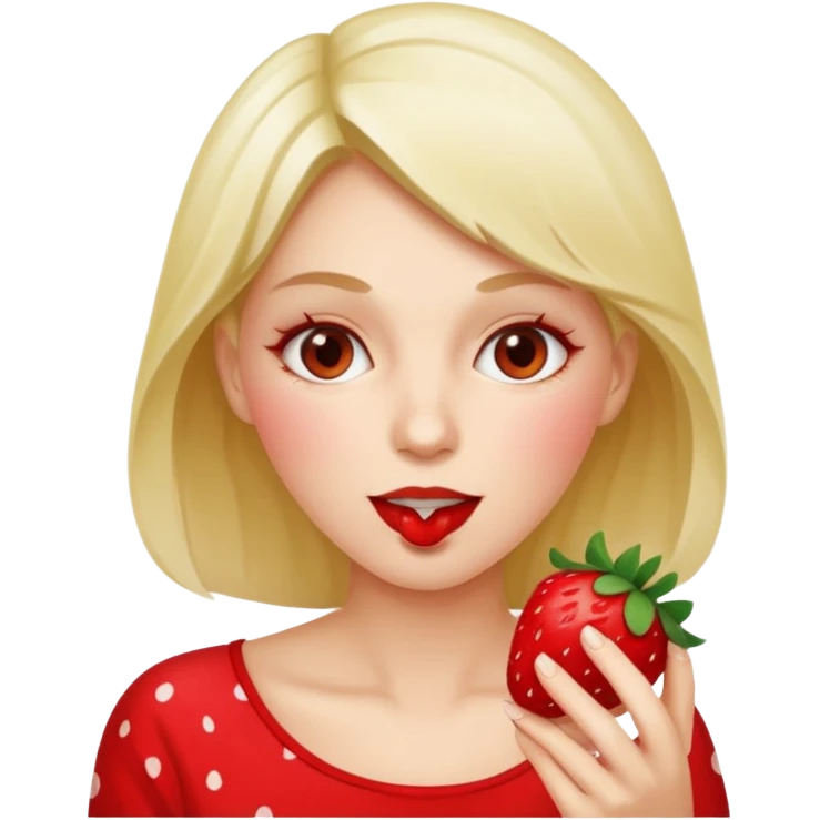 the woman eating strawberries
 emoji