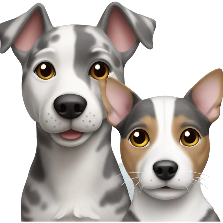 gray tabby cat and jack russell dog emoji