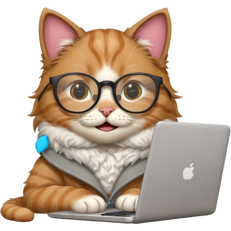 cat smiling in glasses with laptop emoji