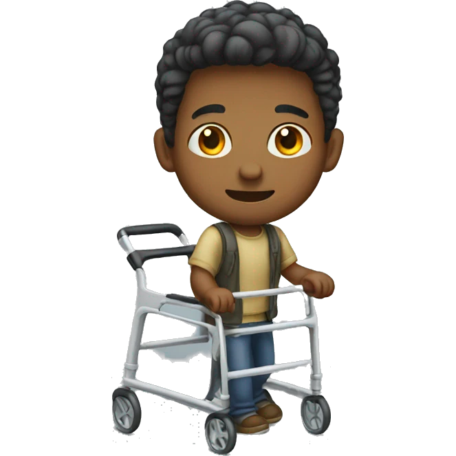 Young man the uses a walker emoji