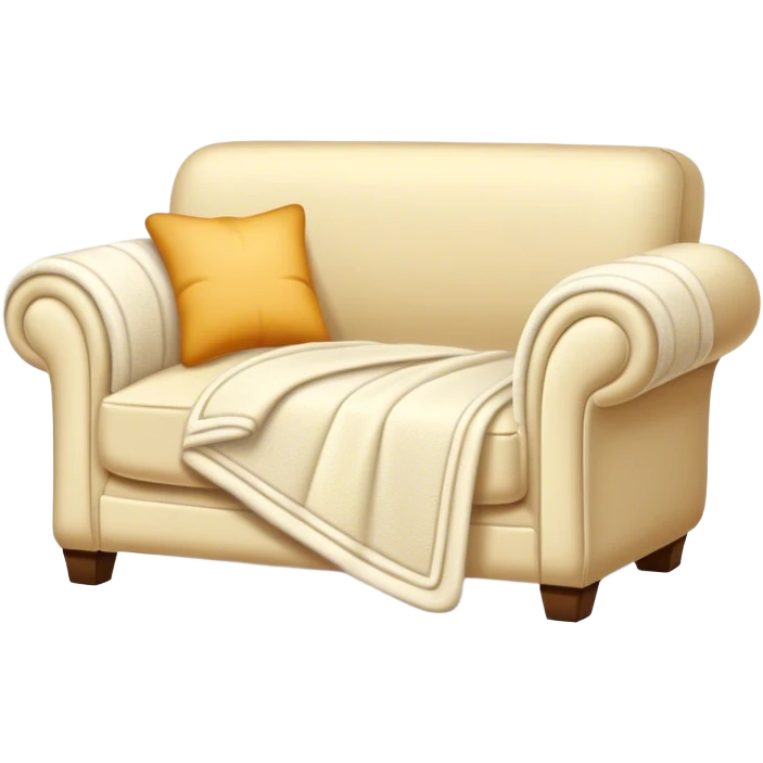 Simple cream plush sofa with blanket and open book on it emoji