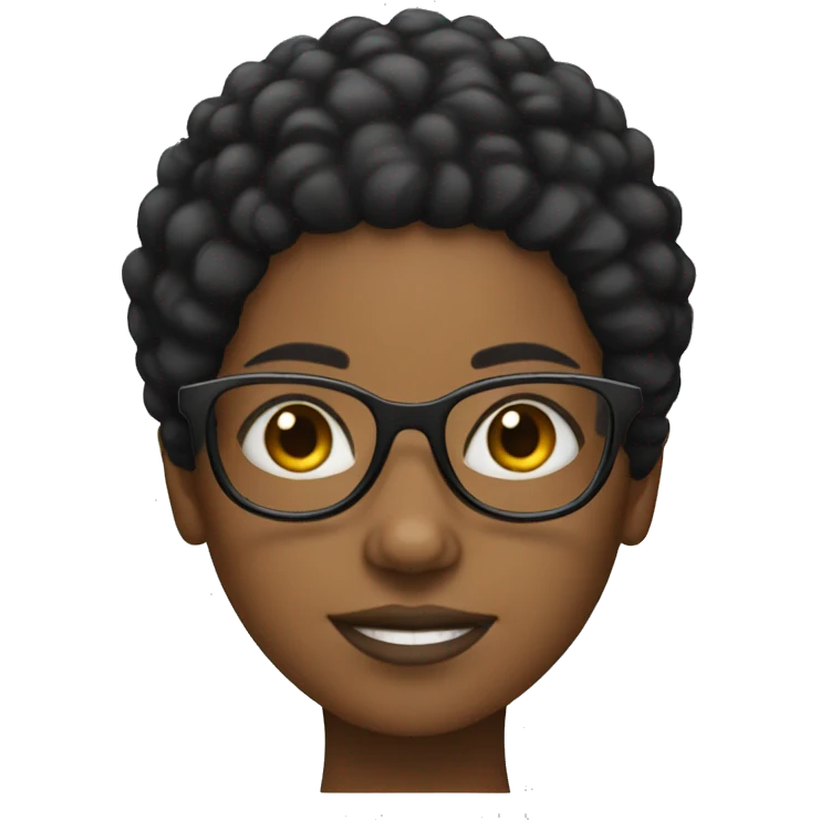 Black girl with short afro haircut and glasses emoji