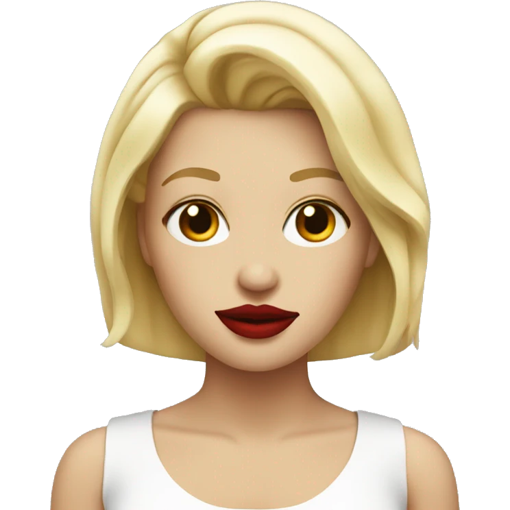 blonde with a square and red lips emoji
