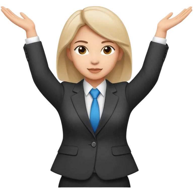 Female accountant spreading arms to the sides emoji