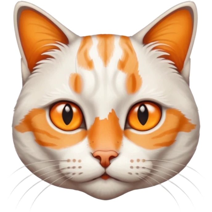 Mix of white and tabby cat with orange smudge on the nose looks at you curiously but also disapprovingly emoji