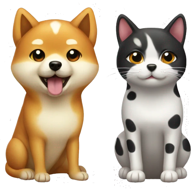 Shiba and cat with spots emoji