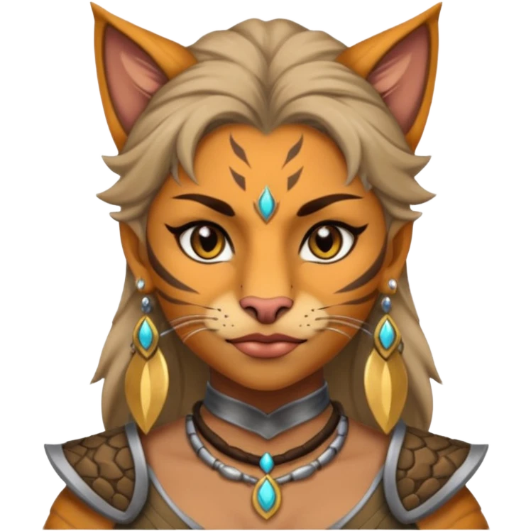 ESO female khajiit warrior with lashes and earrings emoji