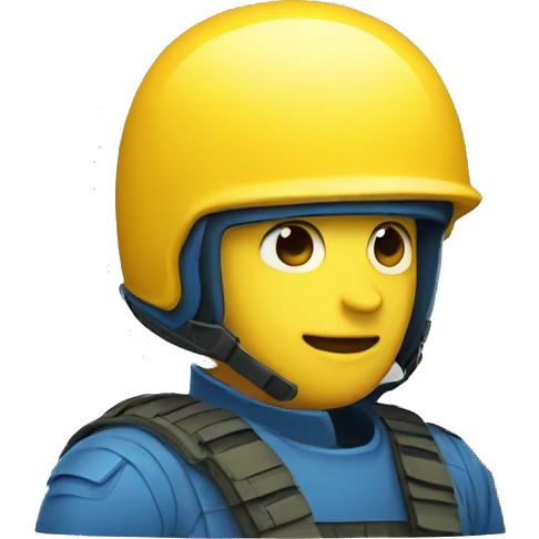 emoji yellow solider blue helmet emoji