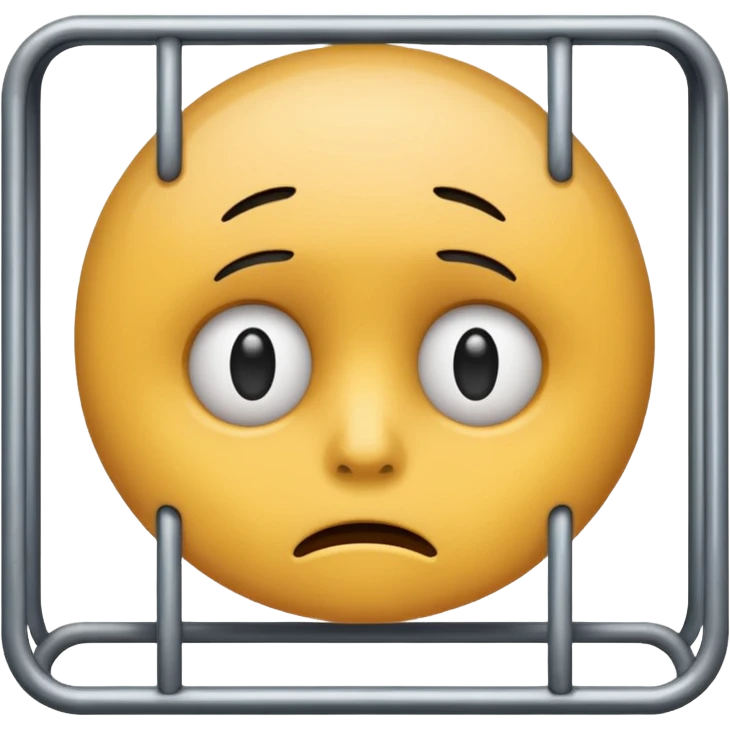 a sad emjoi face in a cage emoji