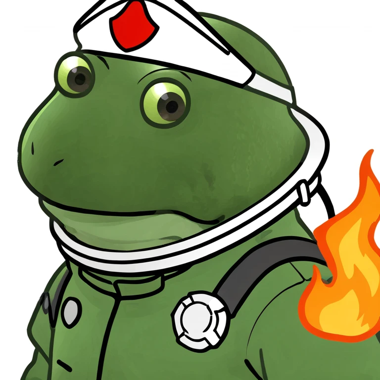 bufo in a fire fighter suit emoji