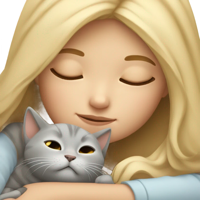 Blonde Sleeping beauty girl with grey kitty emoji