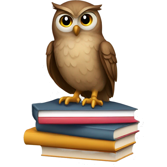 an student owl sitting on books emoji