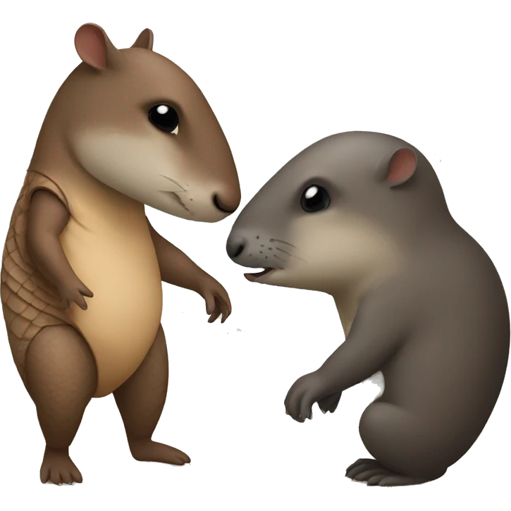 An armadillo and otter kiss emoji