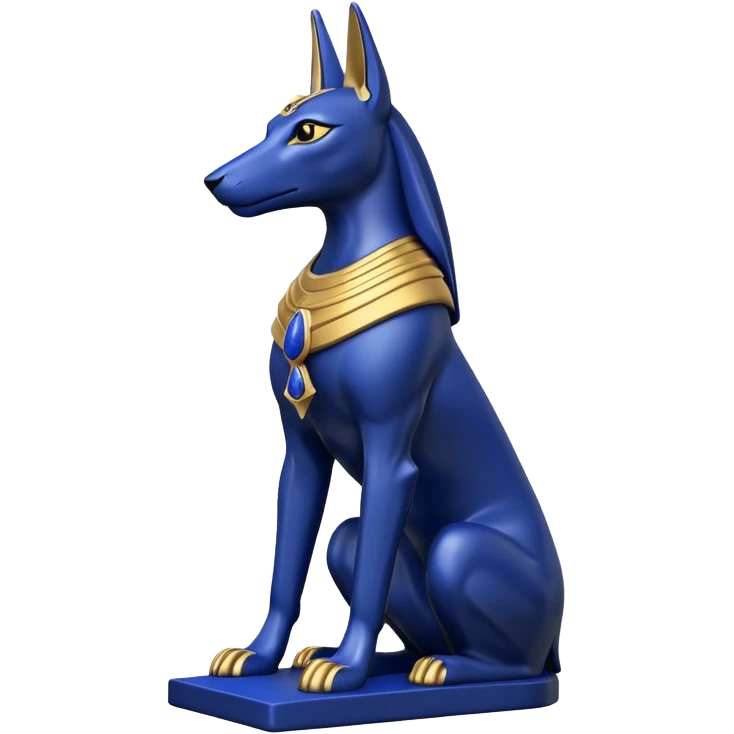 Regal Black, gold, lapis anubis statue posed  emoji