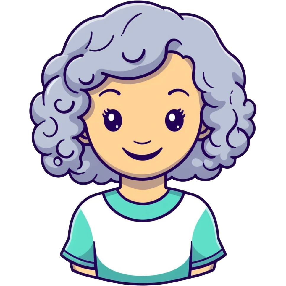 smiling 50 year old lady with silver curly hair emoji