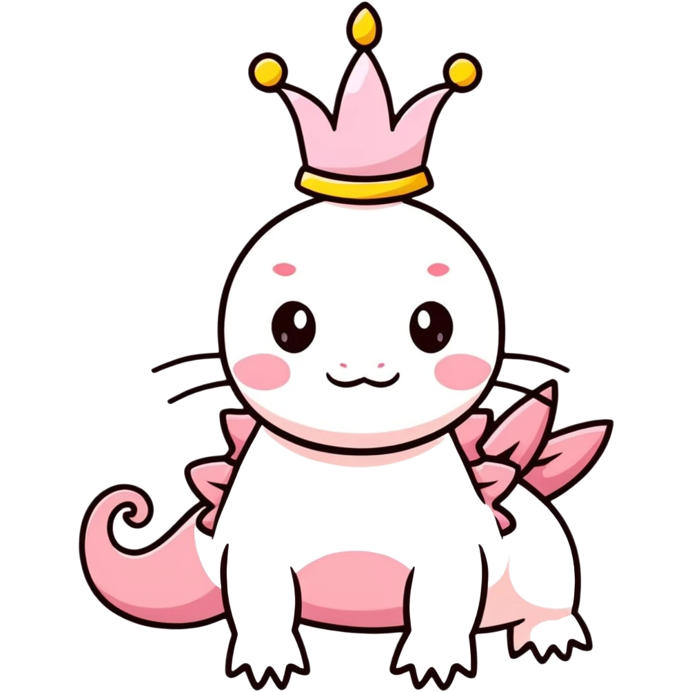cartoon axolotl with a crown emoji