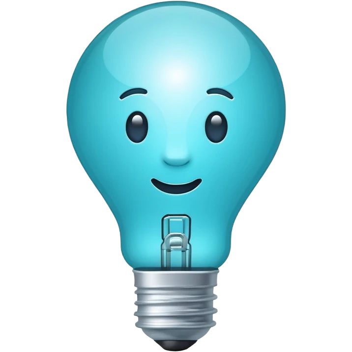 Light bulb icon, flat emoji style, outline with blue and turquoise colors emoji