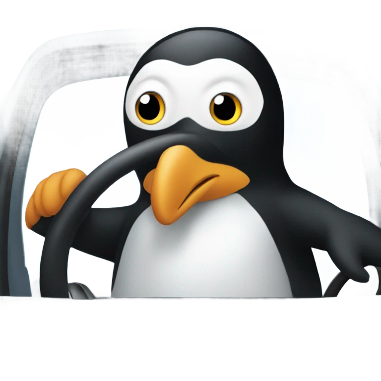 penguin driving slei emoji