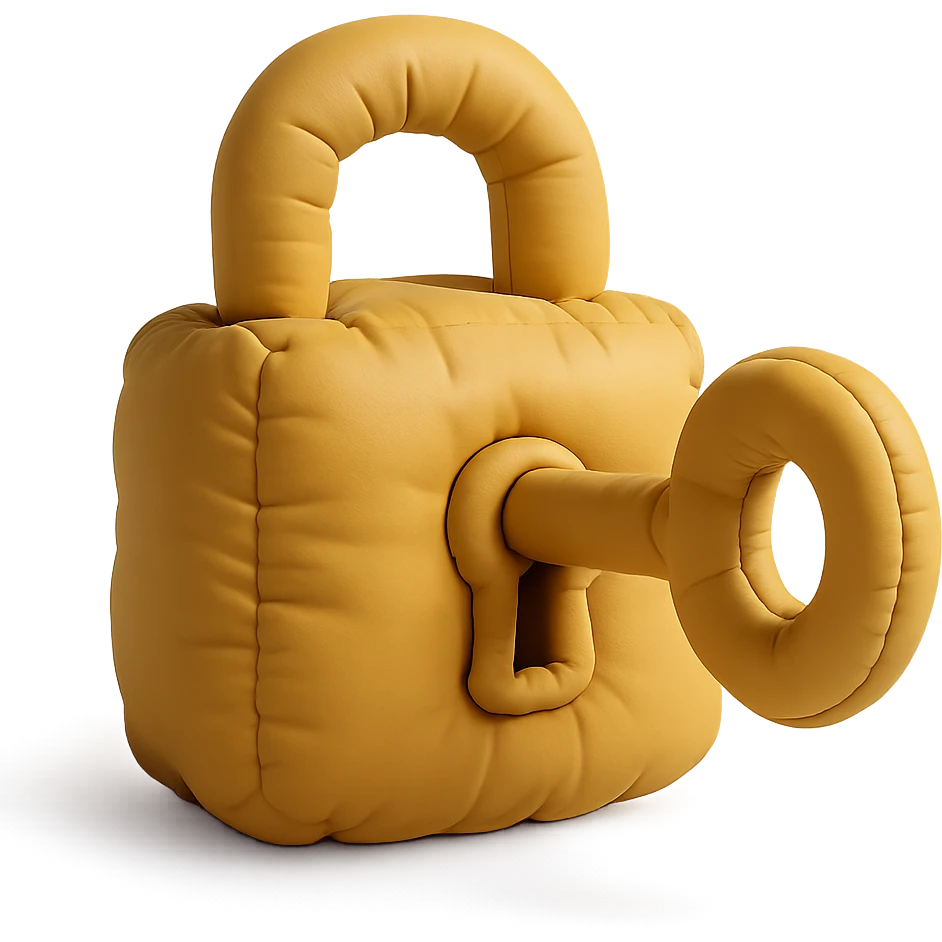 Closed padlock with a key inserted into it emoji