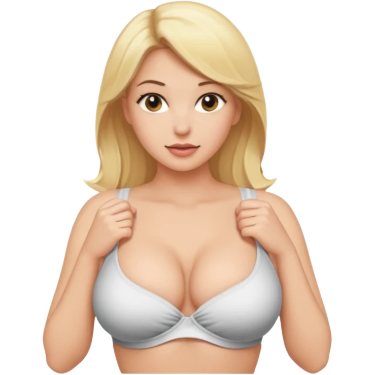 Sexy naked blonde woman with big boobs pulling shirt off  emoji