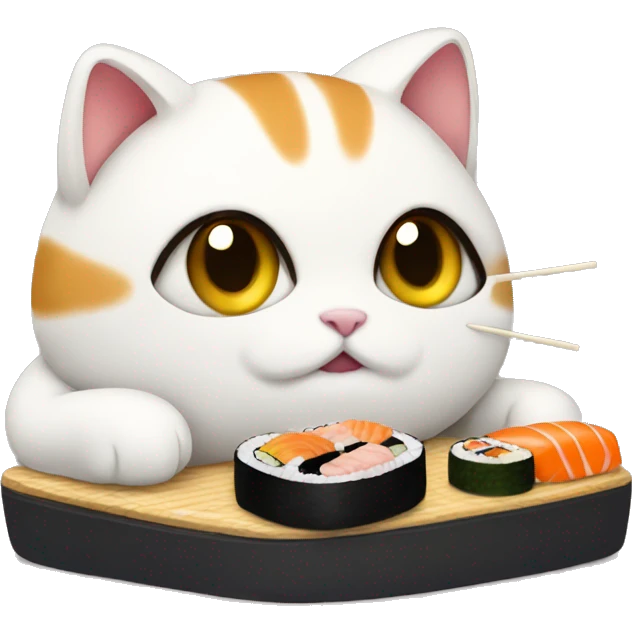 Chubby cat eating sushi  emoji