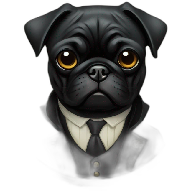 A cyberpunk black pug in Art Nouveau style during 1910 emoji