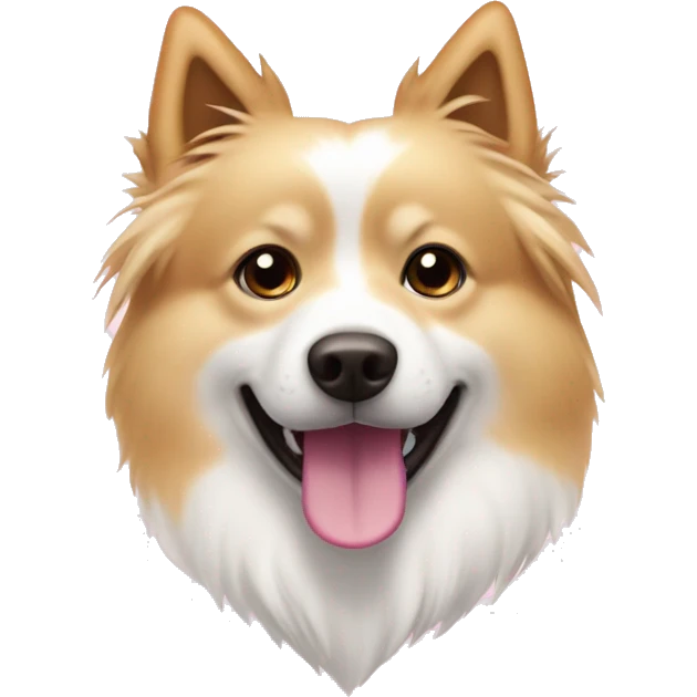 White and blonde spots spitz in a pink heart emoji