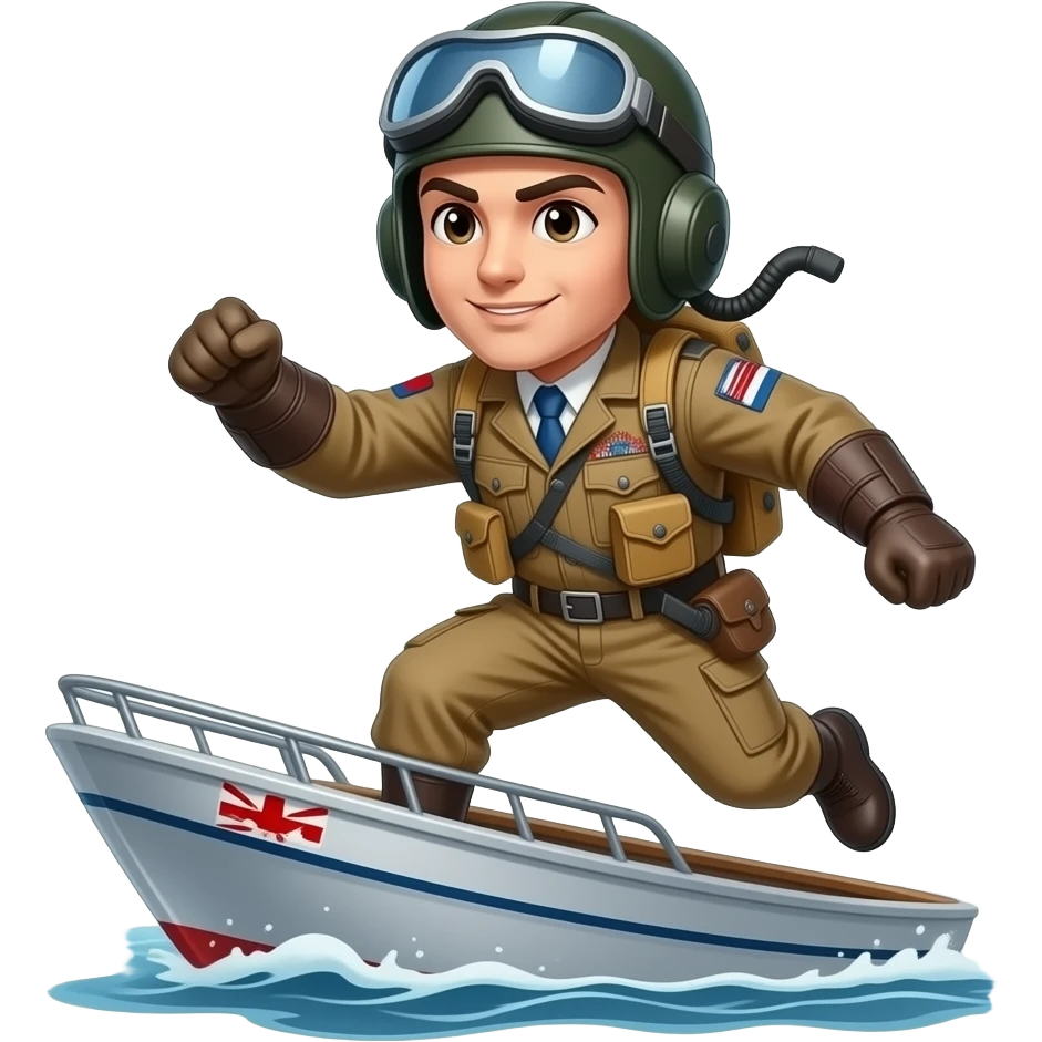 Kamikaze pilot flying into a boat emoji