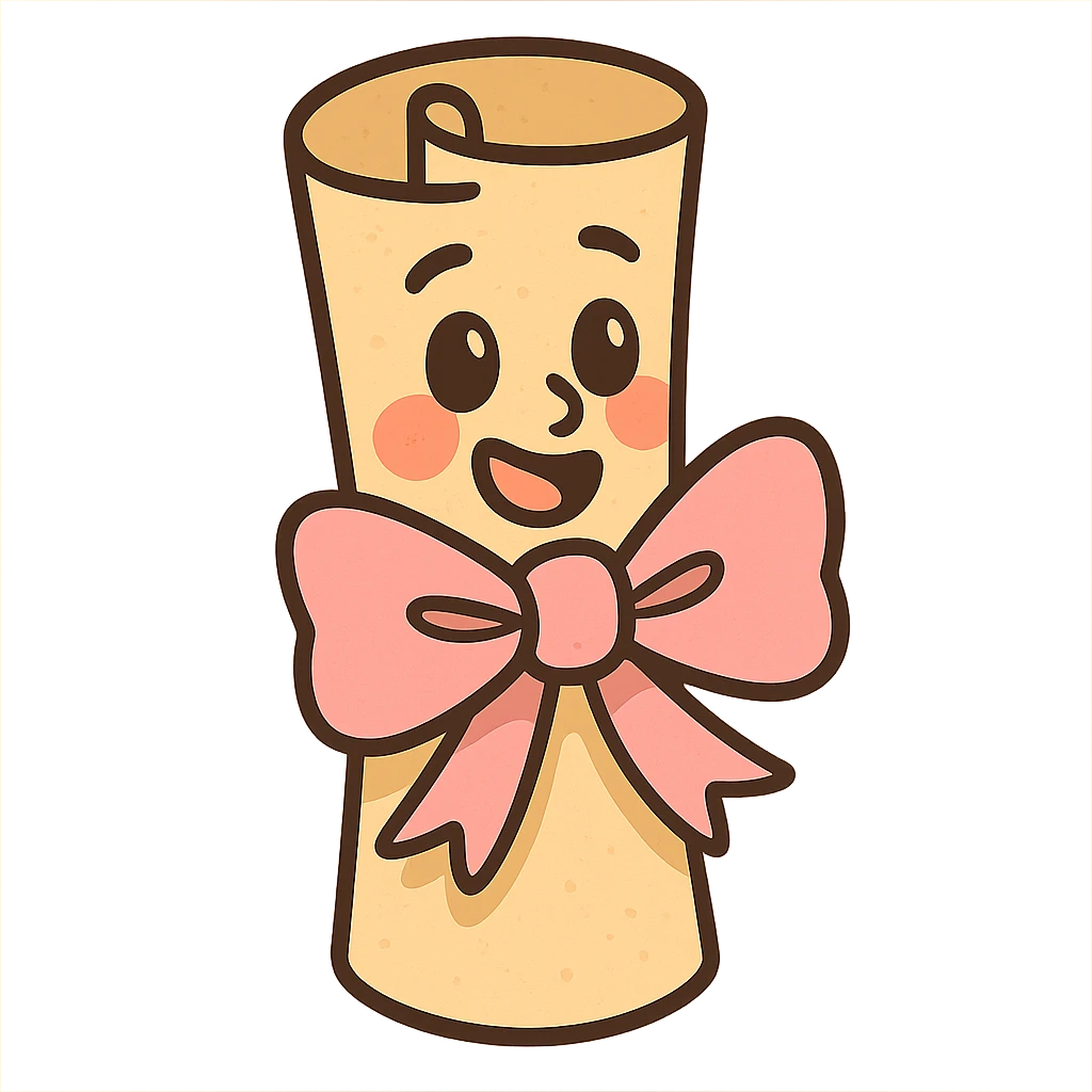 parchment tied with a pastel pink bow emoji