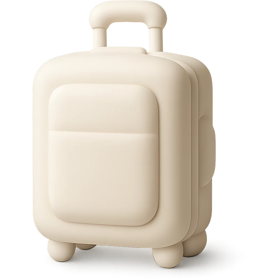 aesthetic ivory minimal suircase with wheels emoji