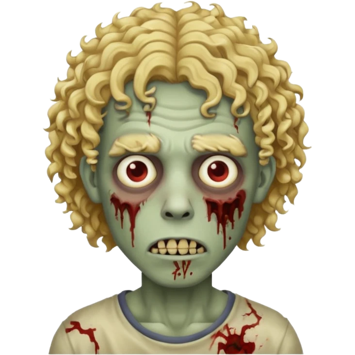 A men with curly blond hair zombie emoji