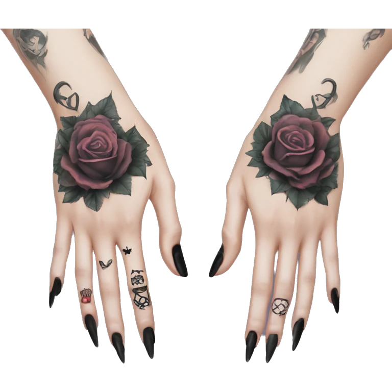 Feminine arm, black fingernails and gothic tattoos  emoji