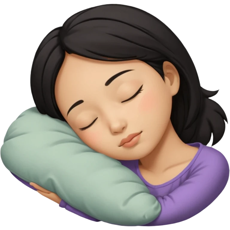 Black haired, tan-skinned Asian girl sleeping alone  emoji