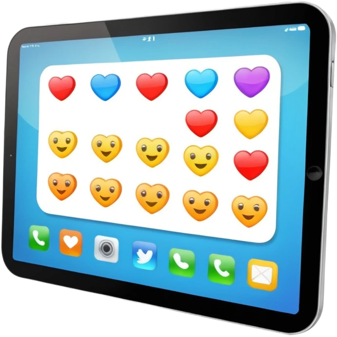 tablet with rounded corners, on the screen an online course emoji