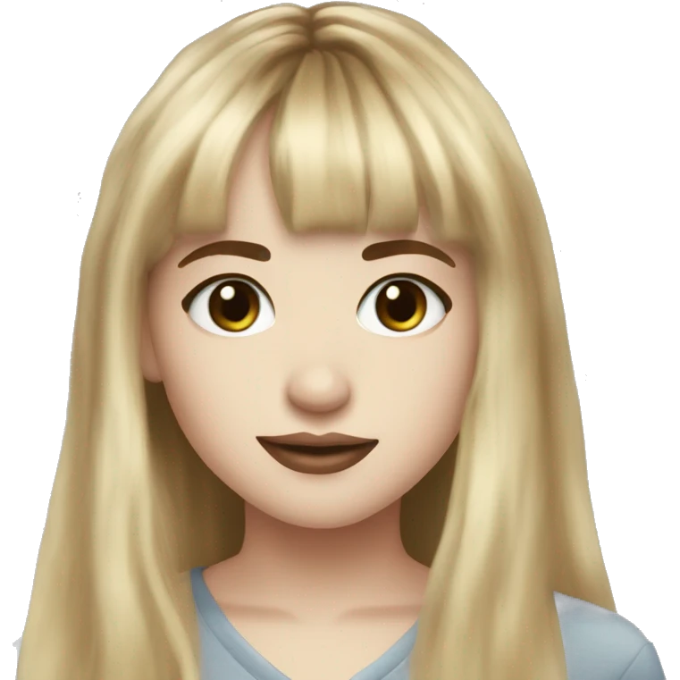 blonde girl long with bangs and hazel eyes sabrina carpenter  emoji