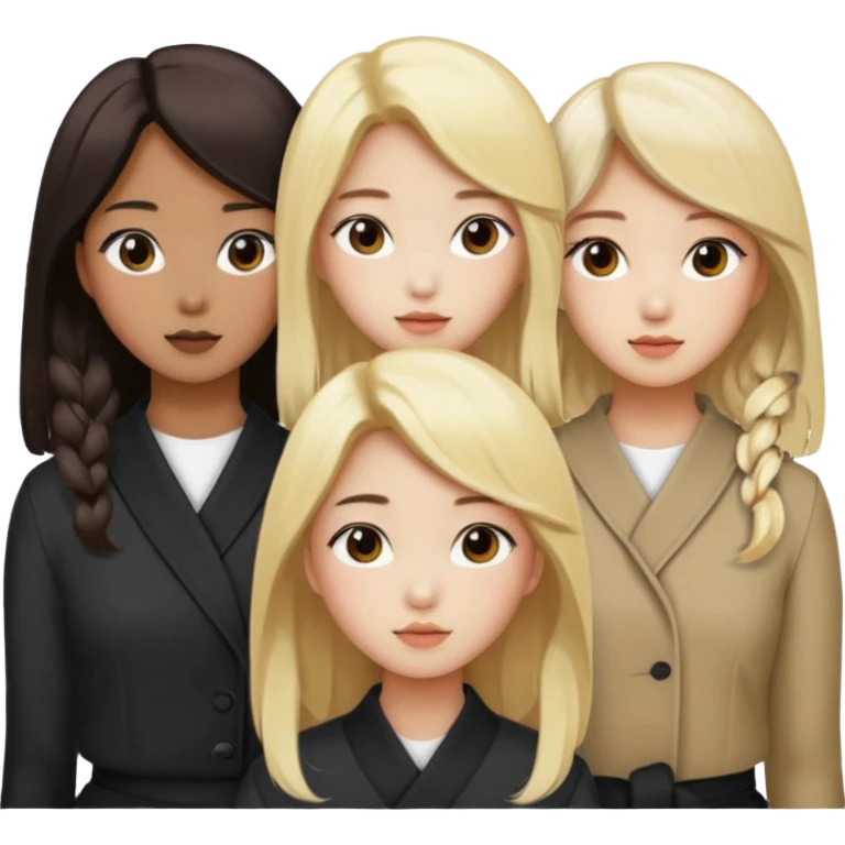 4 korean girls, hair colors: 1 blonde, 2 black, 1 brown emoji